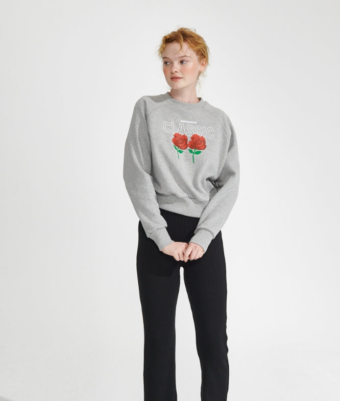 ワンダービジター(WONDER VISITOR)  2021 Logo Crop sweatshirt [Melange grey]
