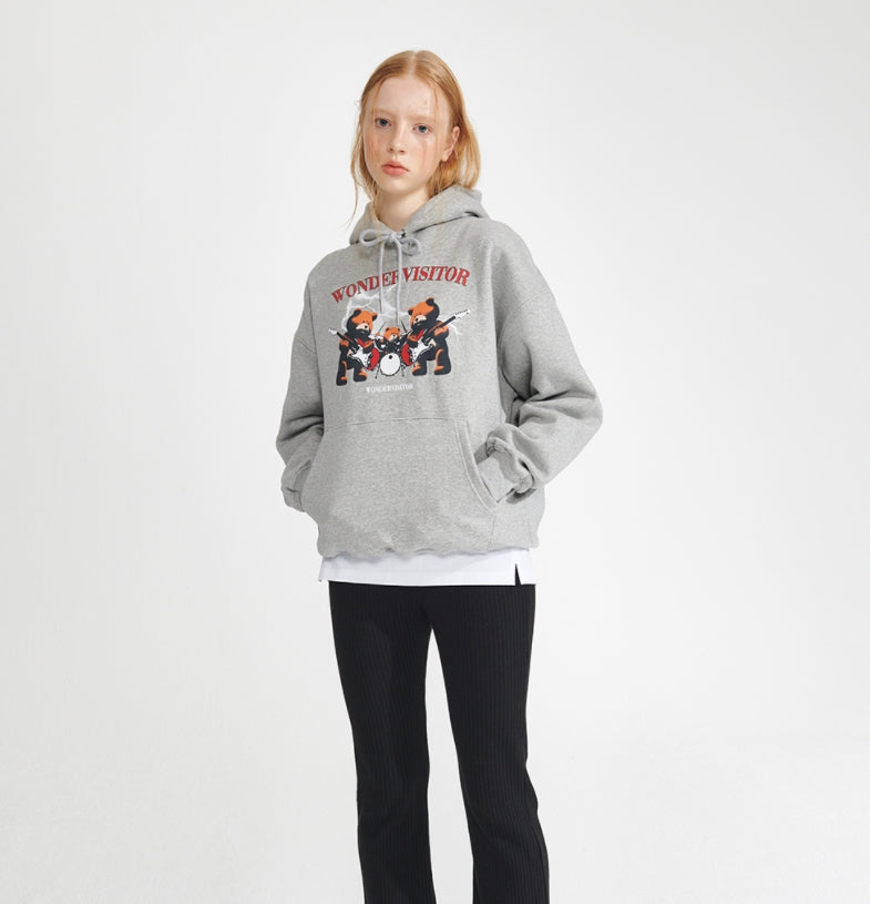 ワンダービジター(WONDER VISITOR)  Bear Metal Hoodie [Melange grey]