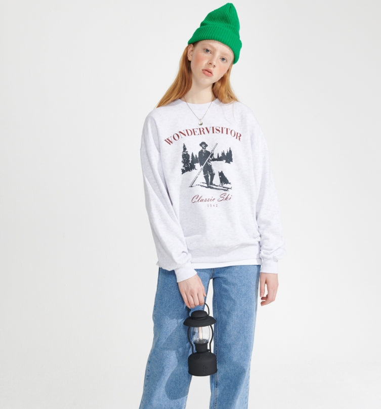 ワンダービジター(WONDER VISITOR)  Ski sweat-shirt [Light grey]