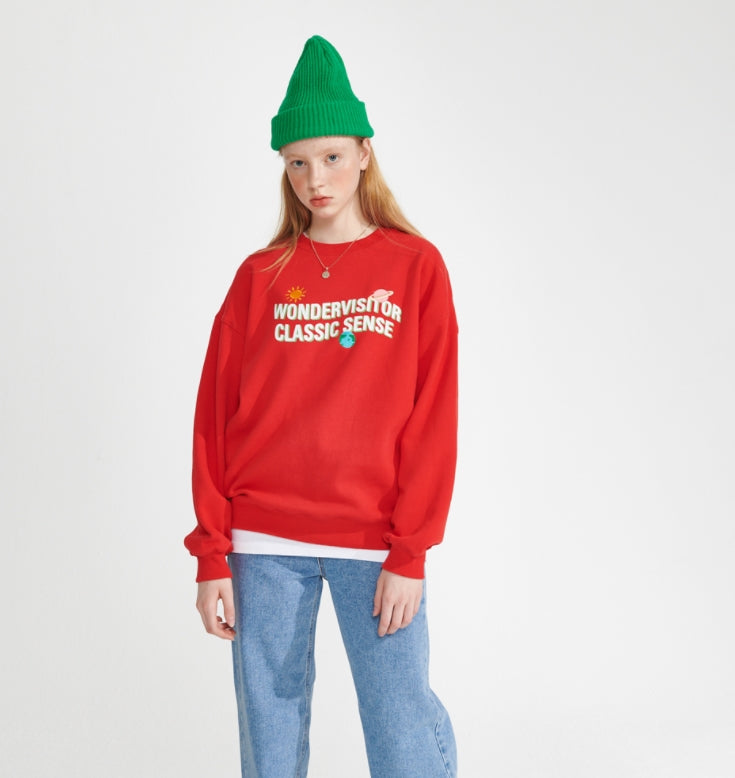 ワンダービジター(WONDER VISITOR)  Stella sweat-shirts [Red]