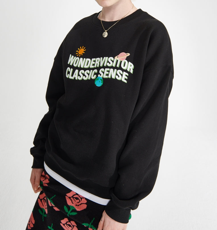 ワンダービジター(WONDER VISITOR)  Stella sweat-shirts [Black]