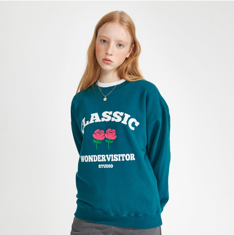 ワンダービジター(WONDER VISITOR) Classic Logo Sweatshirt [Green]