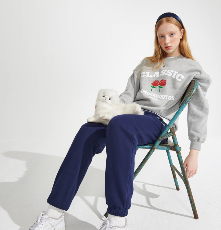 ワンダービジター(WONDER VISITOR) Classic Logo Sweatshirt [Melange grey]