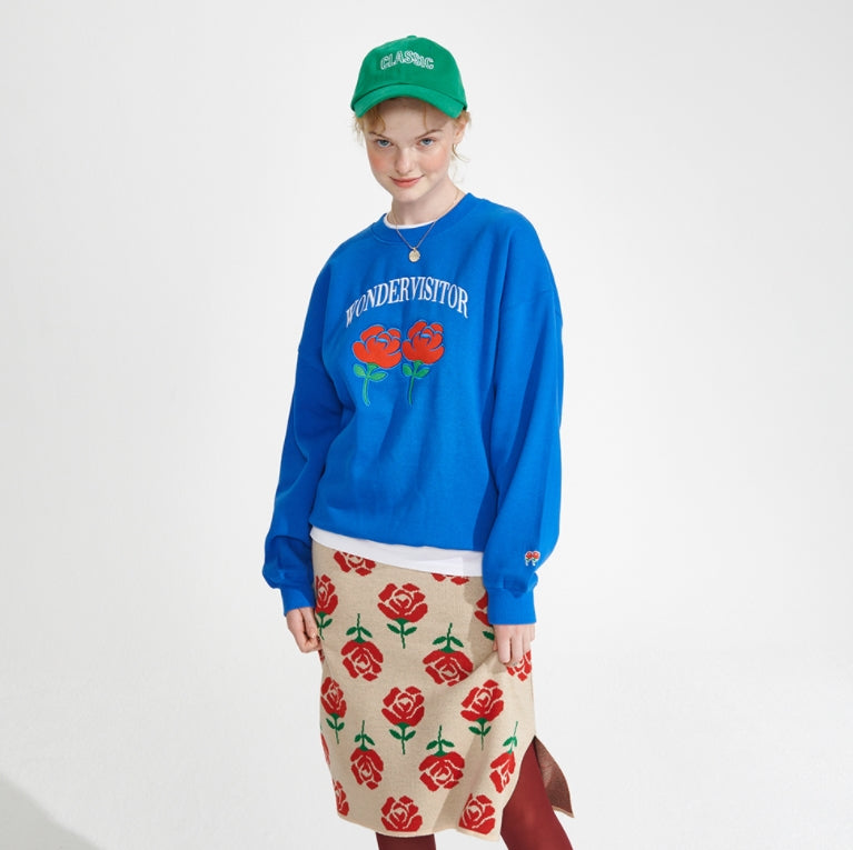 ワンダービジター(WONDER VISITOR) Logo applique Sweatshirt [Blue]