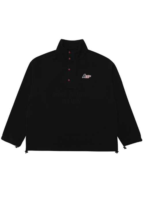 アクメドラビ(acme' de la vie) ADLV WAPPEN LOGO FLEECE HALF ZIP-UP BLACK