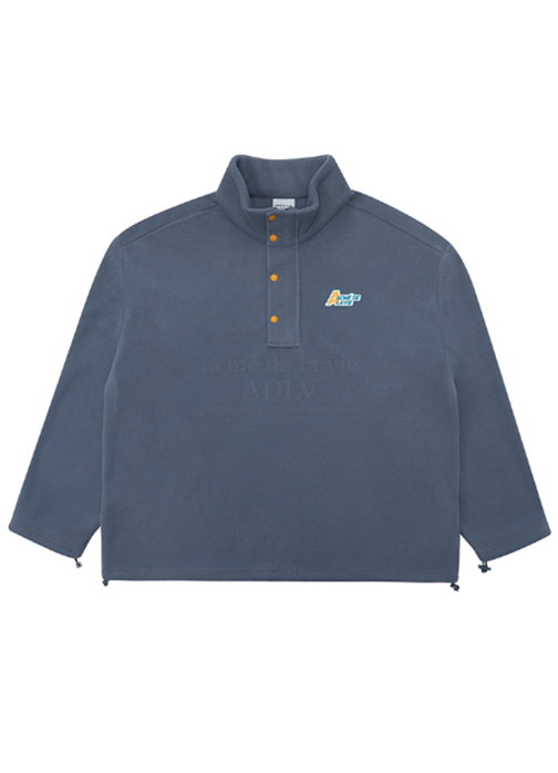 アクメドラビ(acme' de la vie) ADLV WAPPEN LOGO FLEECE HALF ZIP-UP INDIGO BLUE