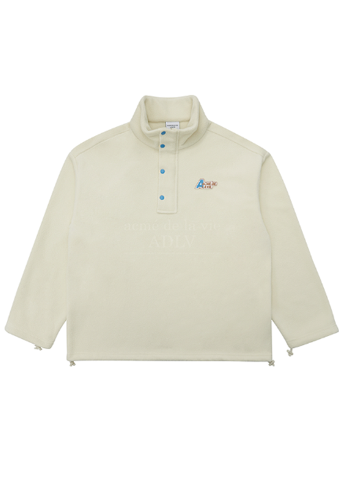 アクメドラビ(acme' de la vie) ADLV WAPPEN LOGO FLEECE HALF ZIP-UP IVORY