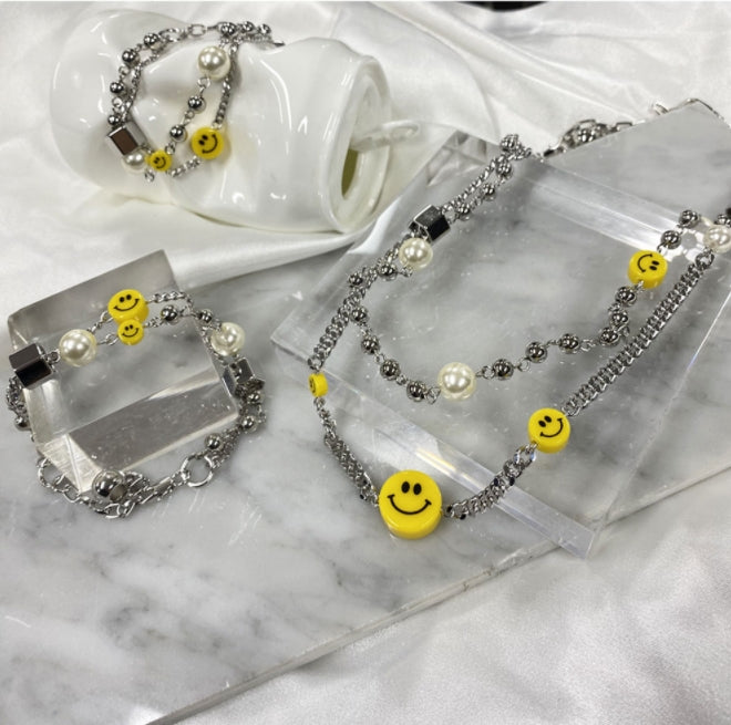 BLACKPURPLE (ブラックパープル)  BLACKPURPLE SMILE & PEARL NECKLACE + SMILE & PEARL BRACELET SET
