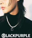 BLACKPURPLE (ブラックパープル) Larissa Square Cubic Pearl Necklace