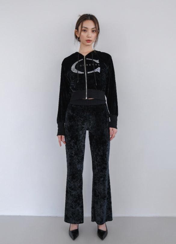 curetty (キュリティー)  C LOGO RHINESTONE HOODIE ZIP-UP_BLACK