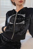 curetty (キュリティー)  C LOGO RHINESTONE HOODIE ZIP-UP_BLACK