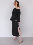 curetty (キュリティー)  C LONG SLIT JERSRY SKIRT_BLACK