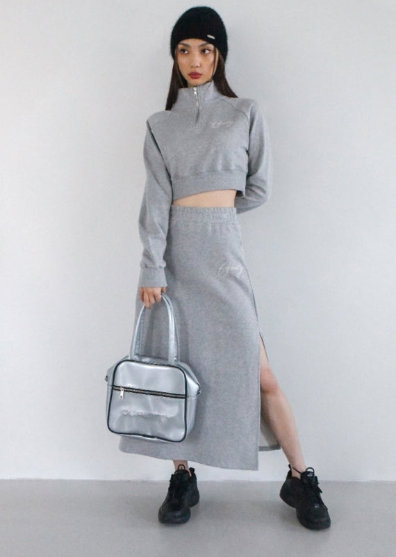 curetty (キュリティー) C LONG SLIT JERSRY SKIRT_GREY