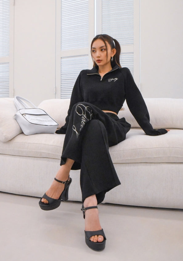 curetty (キュリティー)  C HIGH-NECK ZIP-UP CROP TOP_BLACK