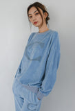 curetty (キュリティー) C LOGO BOUCLE EMBROIDERY TOP_SKY BLUE