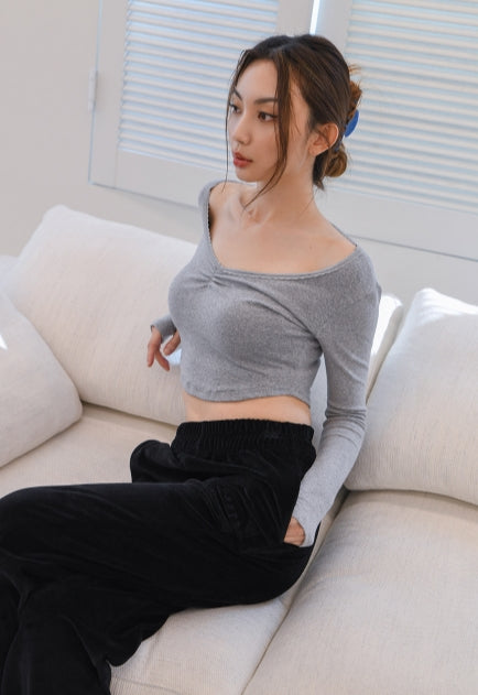 curetty (キュリティー) C LACE V-NECK TOP_GREY