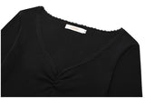 curetty (キュリティー) C LACE V-NECK TOP_BLACK