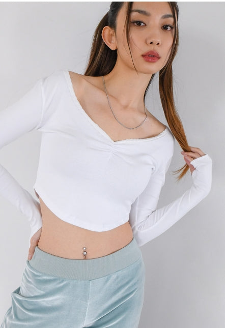 curetty (キュリティー) C LACE V-NECK TOP_WHITE