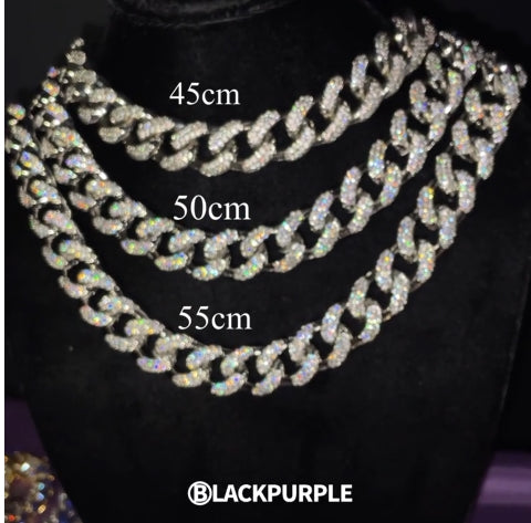 BLACKPURPLE (ブラックパープル) [BLACK LABEL]BP ICE BOLD CUBAN CHAIN CHOKER NECKLACE_12mm