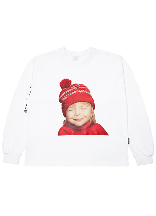 アクメドラビ(acme' de la vie) ADLV BABY FACE SWEATSHIRT WHITE RED KNITTING HAT