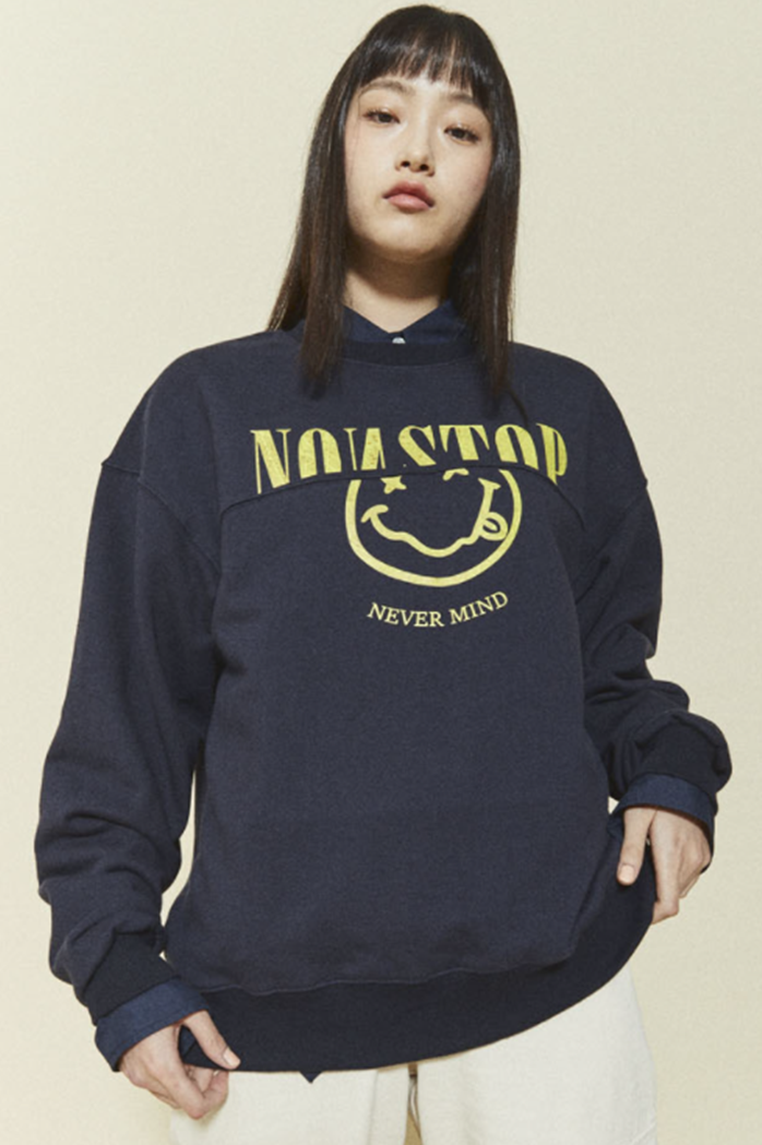 ORDINARY PEOPLE(オーディナリーピープル) ORD CUTTING GRAPHIC NAVY SWEATSHIRTS