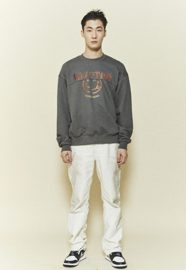 ORDINARY PEOPLE(オーディナリーピープル) ORD CUTTING GRAPHIC CHARCOAL SWEATSHIRTS