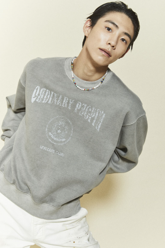 ORDINARY PEOPLE(オーディナリーピープル) BURIED LOGO GRAY SWEATSHIRTS