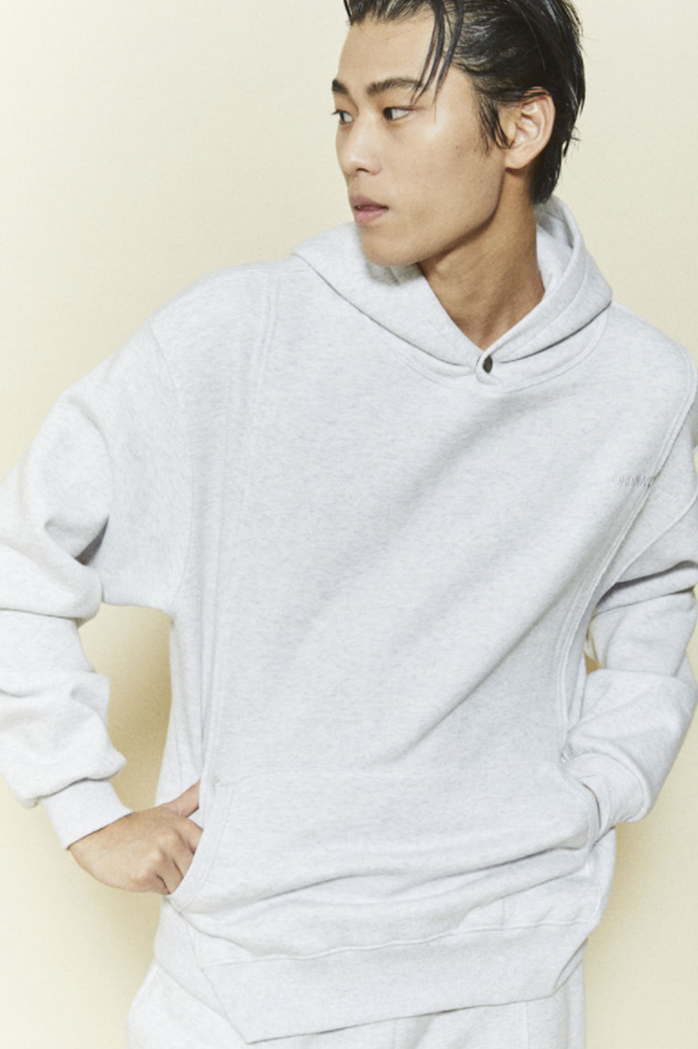 ORDINARY PEOPLE(オーディナリーピープル) THREE PANELLED SETUP MELANGE HOODIE
