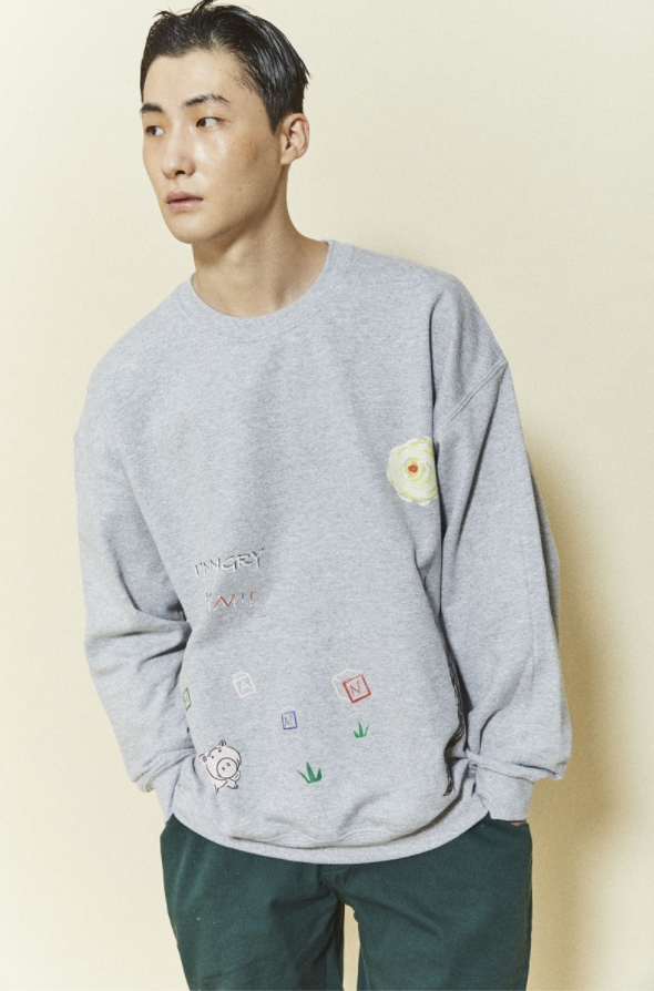 ORDINARY PEOPLE(오디너리피플) [ ORDINARYPEOPLE & DISNEY ] PLAY HAMM GRAY SWEATSHIRTS