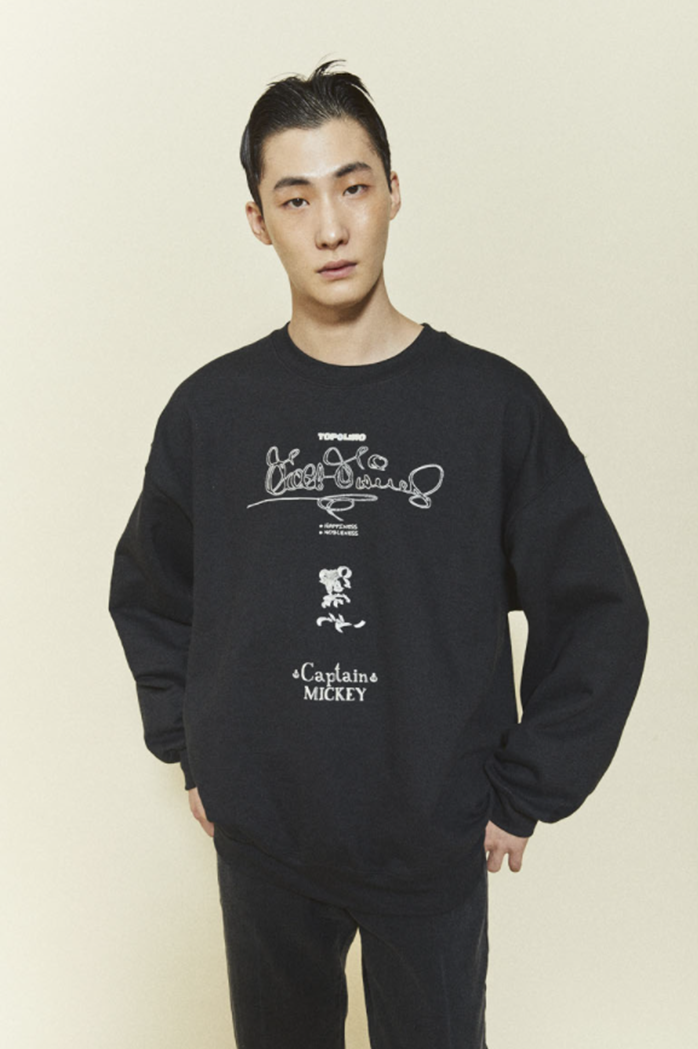 ORDINARY PEOPLE(오디너리피플) [ ORDINARYPEOPLE & DISNEY ] CAPTAIN MICKEY BLACK SWEATSHIRTS