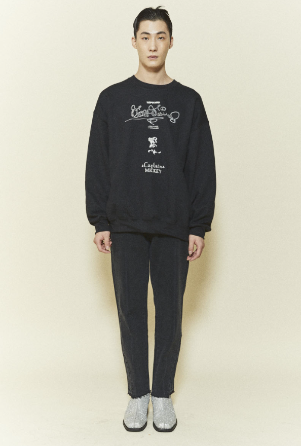 ORDINARY PEOPLE(오디너리피플) [ ORDINARYPEOPLE & DISNEY ] CAPTAIN MICKEY BLACK SWEATSHIRTS