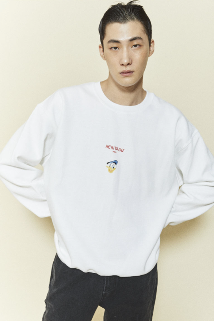 ORDINARY PEOPLE(オーディナリーピープル) [ ORDINARYPEOPLE & DISNEY ] [ ORDINARYPEOPLE & DISNEY ] HERITAGE DONALD DUCK WHITE SWEATSHIRTS