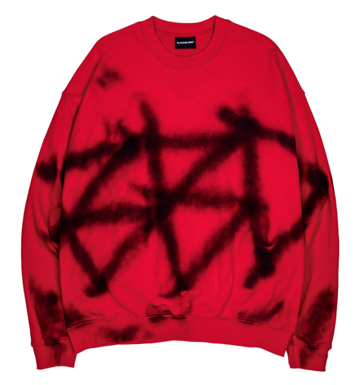 ブラックブロンド(BLACKBLOND) BBD Sprayed Custom Crewneck Sweatshirt (Red)