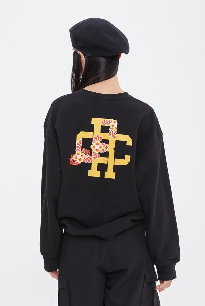 ロマンティッククラウン(ROMANTIC CROWN)  RED FLOWER DANCHEONG SWEAT SHIRT_BLACK