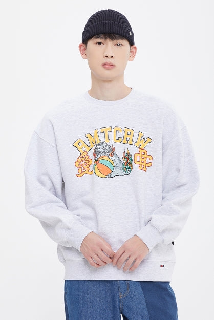 ロマンティッククラウン(ROMANTIC CROWN)  UNICORN LION LOGO SWEAT SHIRT_LIGHT GREY