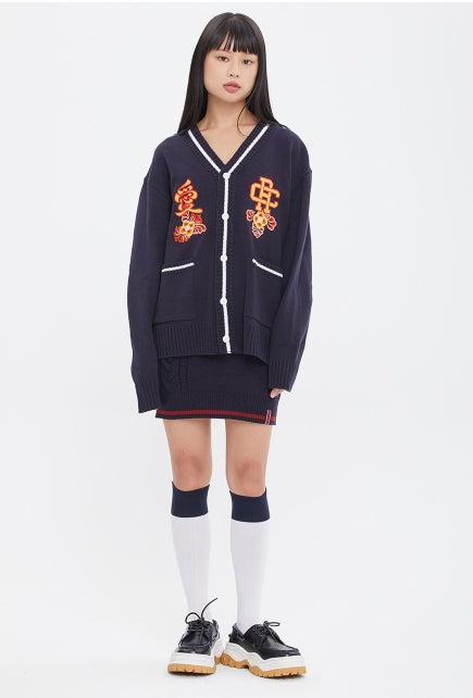 ロマンティッククラウン(ROMANTIC CROWN)  RED FLOWER DANCHEONG CARDIGAN_NAVY