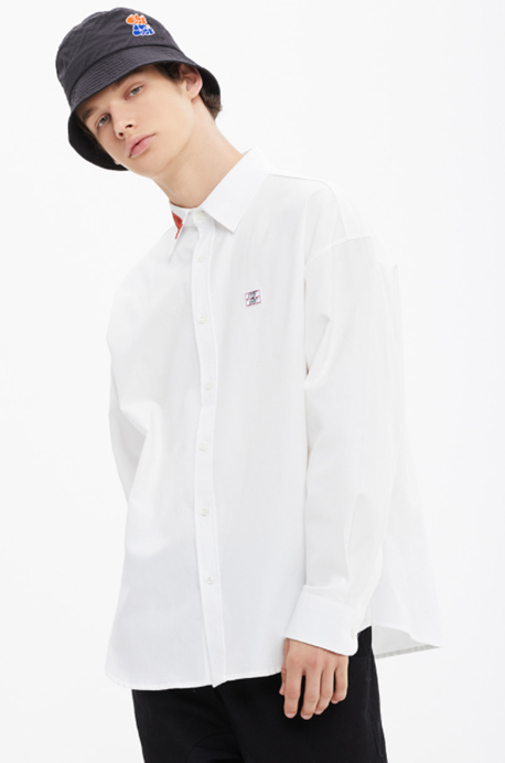 ベドインベド(BADINBAD) LOGO OXFORD SHIRT_WHITE