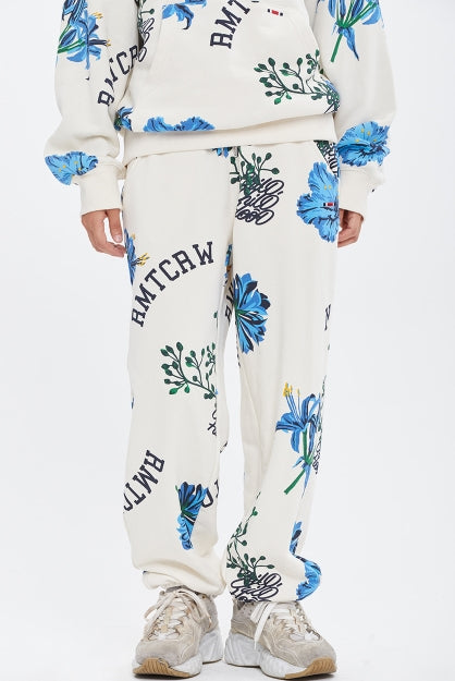 ロマンティッククラウン(ROMANTIC CROWN)  FLOWER PATTERN SWEAT PANTS_OATMEAL