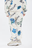 ロマンティッククラウン(ROMANTIC CROWN)  FLOWER PATTERN SWEAT PANTS_OATMEAL