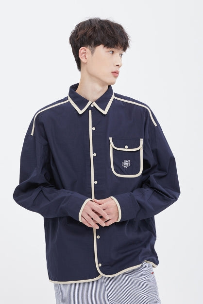 ロマンティッククラウン(ROMANTIC CROWN) RIPSTOP POCKET SHIRT_NAVY