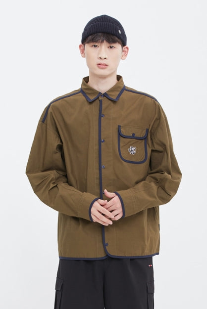 ロマンティッククラウン(ROMANTIC CROWN) RIPSTOP POCKET SHIRT_KHAKI