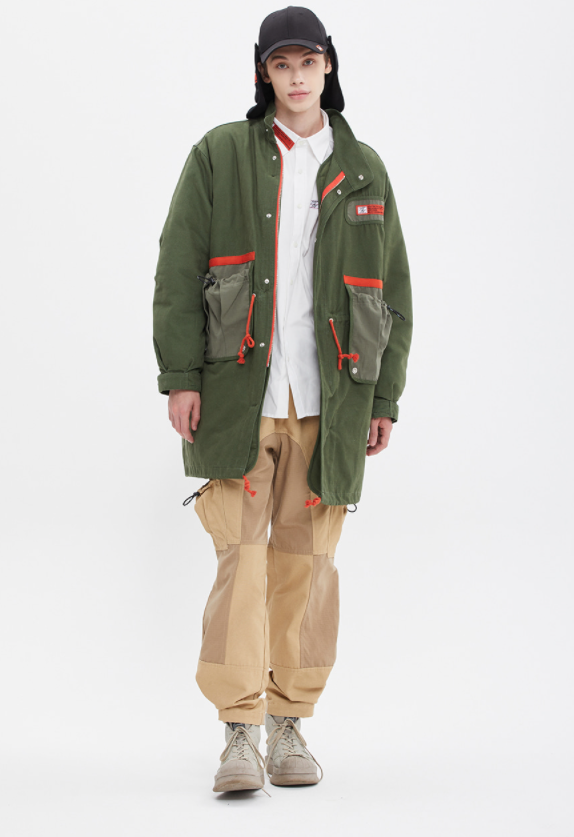 ベドインベド(BADINBAD) COLOR BLOCK COTTON PARKA_KHAKI