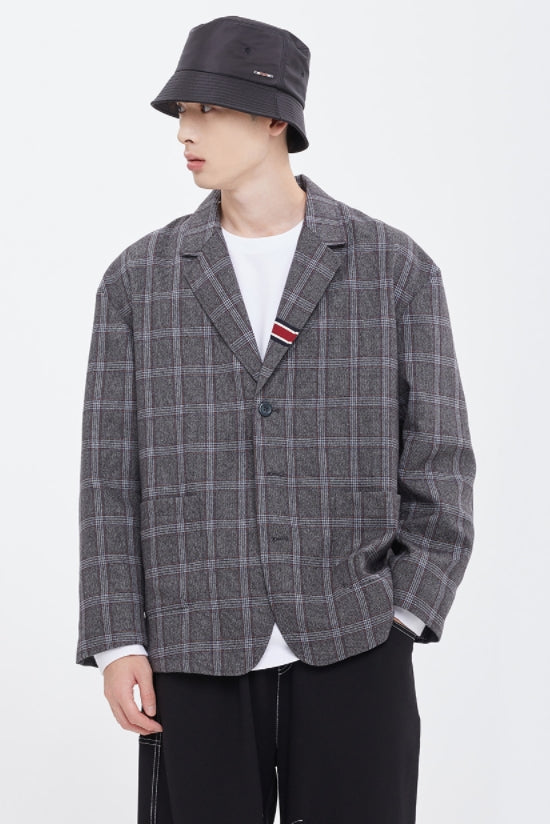 ロマンティッククラウン(ROMANTIC CROWN)  GRID CHECK JACKET_CHARCOAL