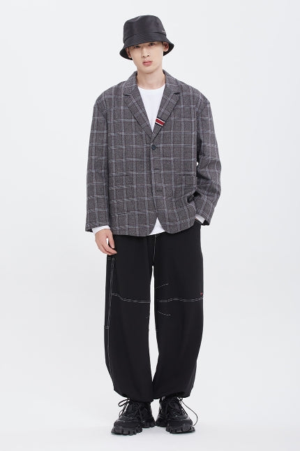 ロマンティッククラウン(ROMANTIC CROWN)  GRID CHECK JACKET_CHARCOAL