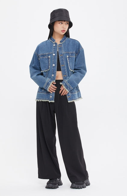 ロマンティッククラウン(ROMANTIC CROWN)  DESTROYED TRUCKER JACKET_BLUE