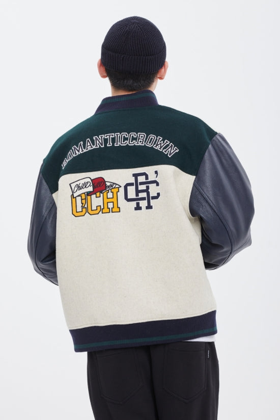 ロマンティッククラウン(ROMANTIC CROWN)  CHILDHOOD VARSITY JACKET_NAVY