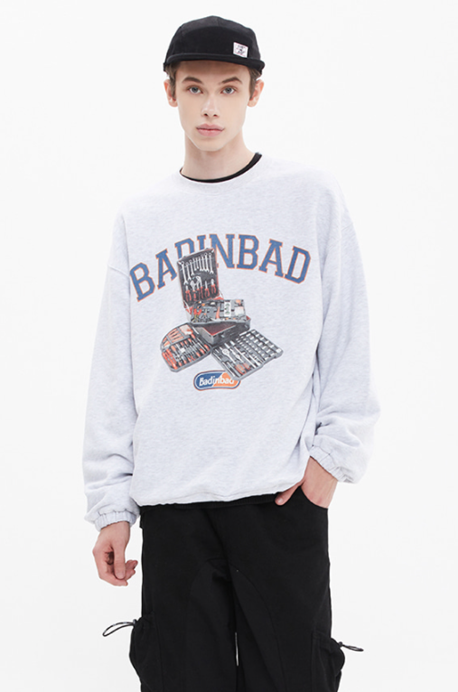 ベドインベド(BADINBAD) BAD TOOL SWEAT SHIRT_LIGHT GREY