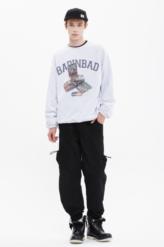 ベドインベド(BADINBAD) BAD TOOL SWEAT SHIRT_LIGHT GREY