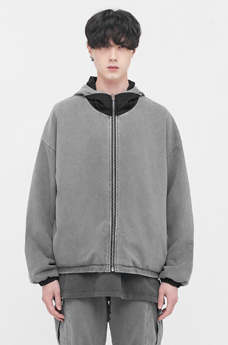 ディープリーク(DPRIQUE) REVERSIBLE HOODED JACKET - GREY/BLACK