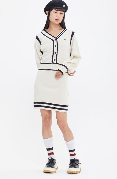 ロマンティッククラウン(ROMANTIC CROWN)  NECK LINE KNIT ONEPIECE_OATMEAL